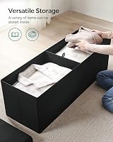 SONGMICS Mazie Collection Storage Ottoman Bench 110 cm Ink Black LSF077B20V1 view 3