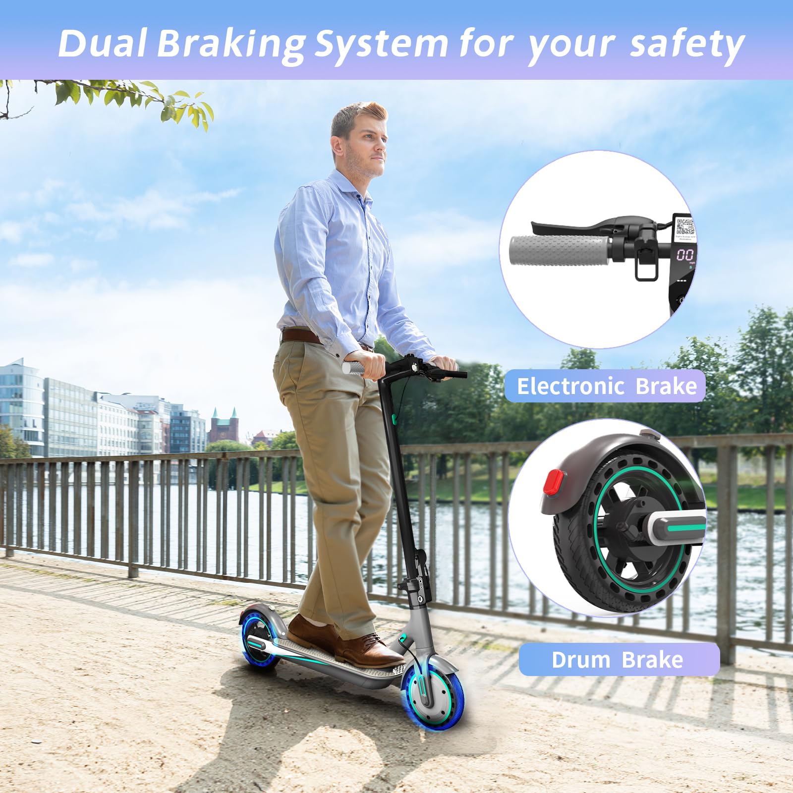 Electric Scooter for Adults, 350W Motor, 19 Mph Max Speed, 21 Miles Range, E-Scooter with 8.5