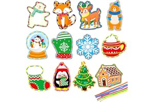 DAPAQAMI Winter Animal Lacing Cards 12 Packs Sewing Kits for Kids Christmas Cardboard Sewing Cards Lacing Games for Developing Imagination School Learning Activity Supplies Christmas Holiday Party Decorations