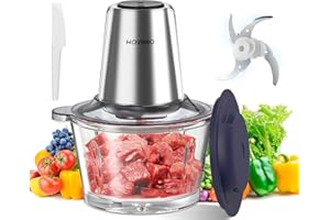 HOVOBO Food Processor 500W Electric Food Chopper - Mini Meat Grinder with 8 Cup Bowls & 2 Bi-Level Blades, 2 Speed Mode Kitchen Mincer for Vegetable, Onion, Garlic, Salad, Baby Food, Fruit, Nuts