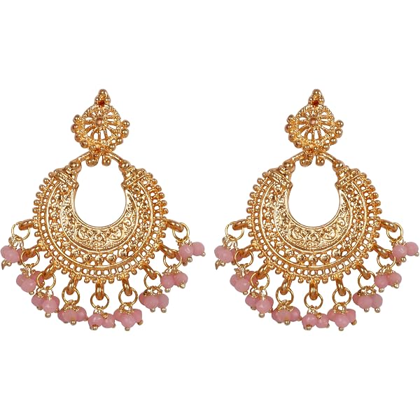 Aheli Kundan Studded Chandelier Earrings & Maang Tikka Set - Indian Traditional Bollywood Jewelry For Women - View #4