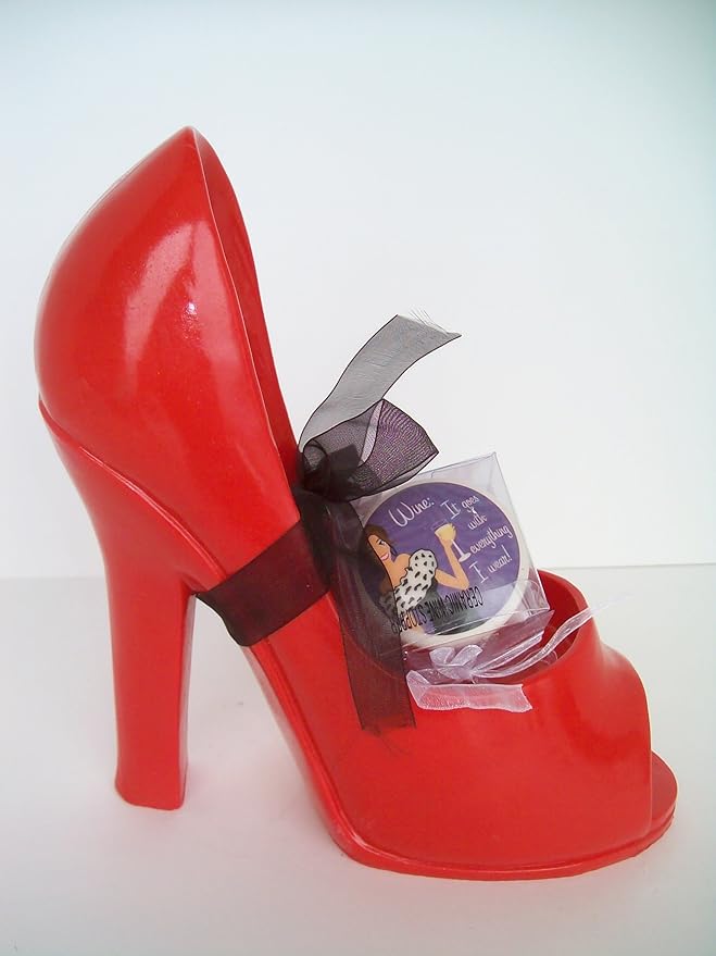 Ladies Red High Heel Pump Shoe Wine Bottle Ladies Red High Heel Pump Shoe Wine Bottle