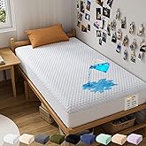 OhGeni 100% Waterproof Mattress Protector,Twin XL Size Mattress Soft Pad,Pet Hair & Bedwetting Resistant,Cooling Fitted Sheets,Washable Bed Cover,Non-Slip Deep Pocket,Noiseless for College Dorm Rooms