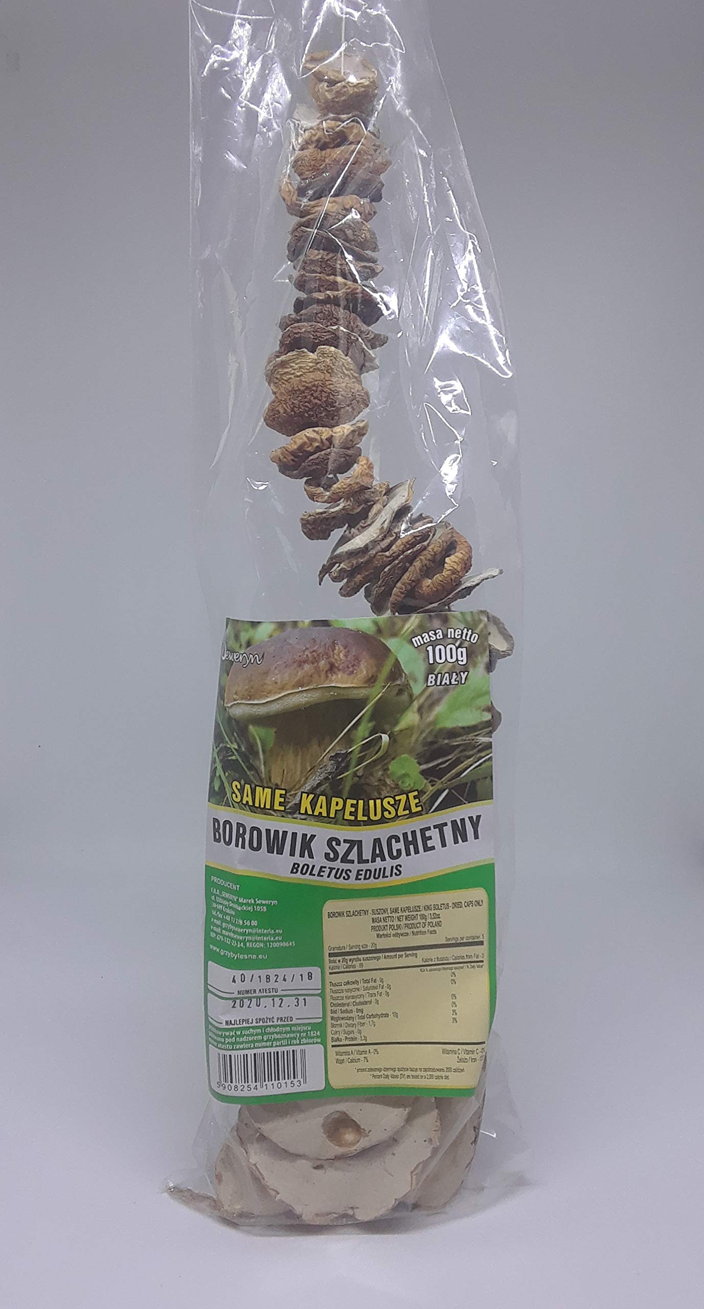 Polish Dried Porcini Mushrooms (Borowik Szlachetny), 70g Whole Caps
