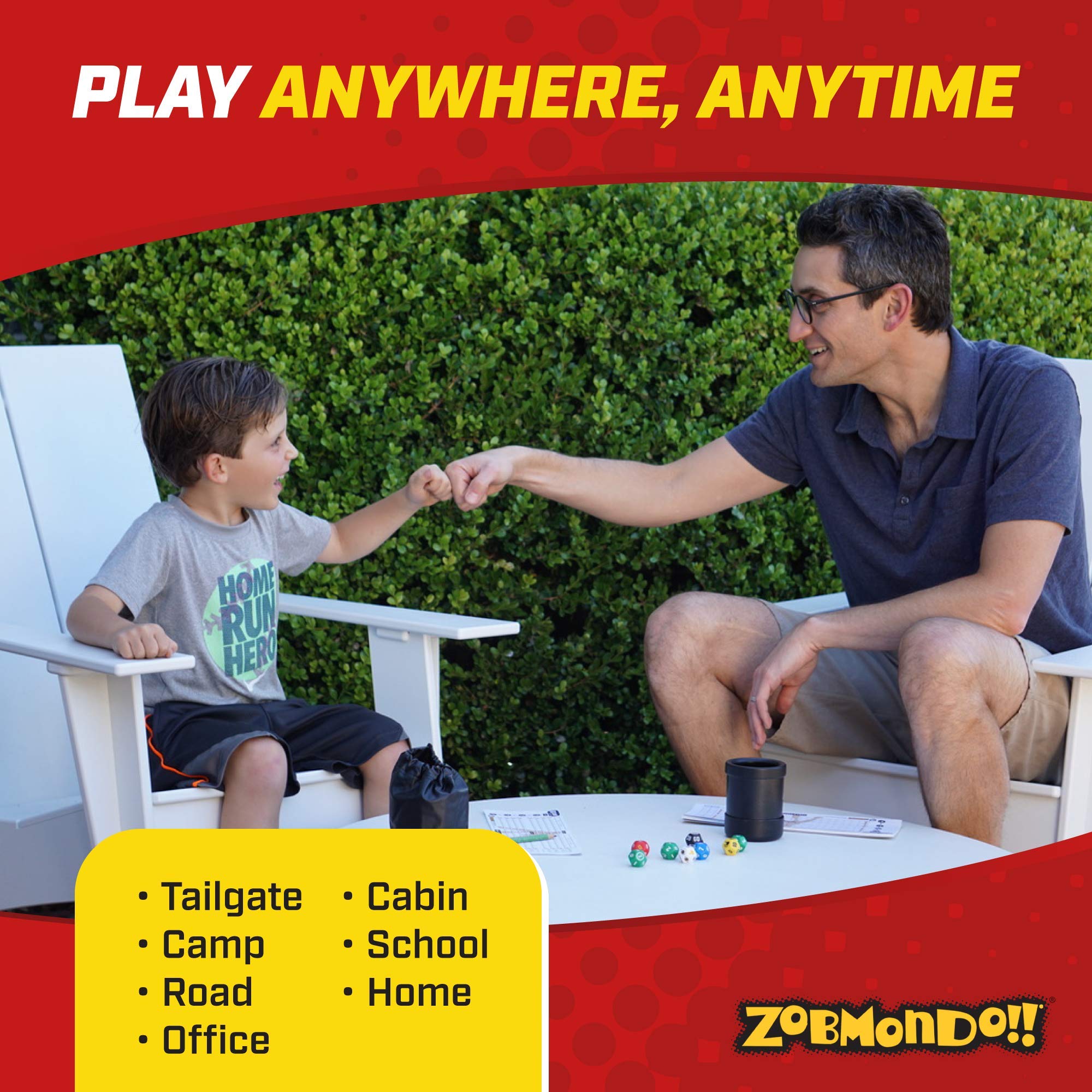 Zobmondo!! GoLong Football Dice Game | for Sports Fans, Families and Kids | Includes Travel Bag for Dads and Boys