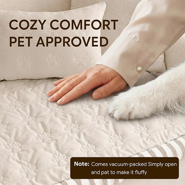 FUANGUI COUCH COVERS FOR DOGS WASHABLE, SOFA COVER WITH STRAPS FOR 3 CUSHION COUCH,NON-SLIP PET COUCH PROTECTOR FOR SECTIONAL & LEATHER SOFA, 1PC(BEIGE, 27.6″ X 70.9″)