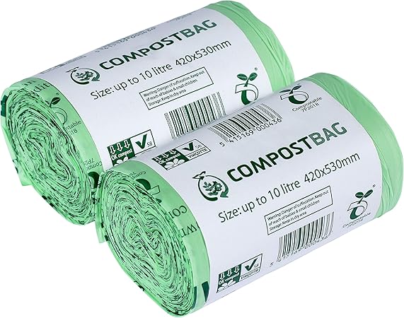 10l X 100 Tie Handle Compostable Kitchen Caddy Liners Food Waste