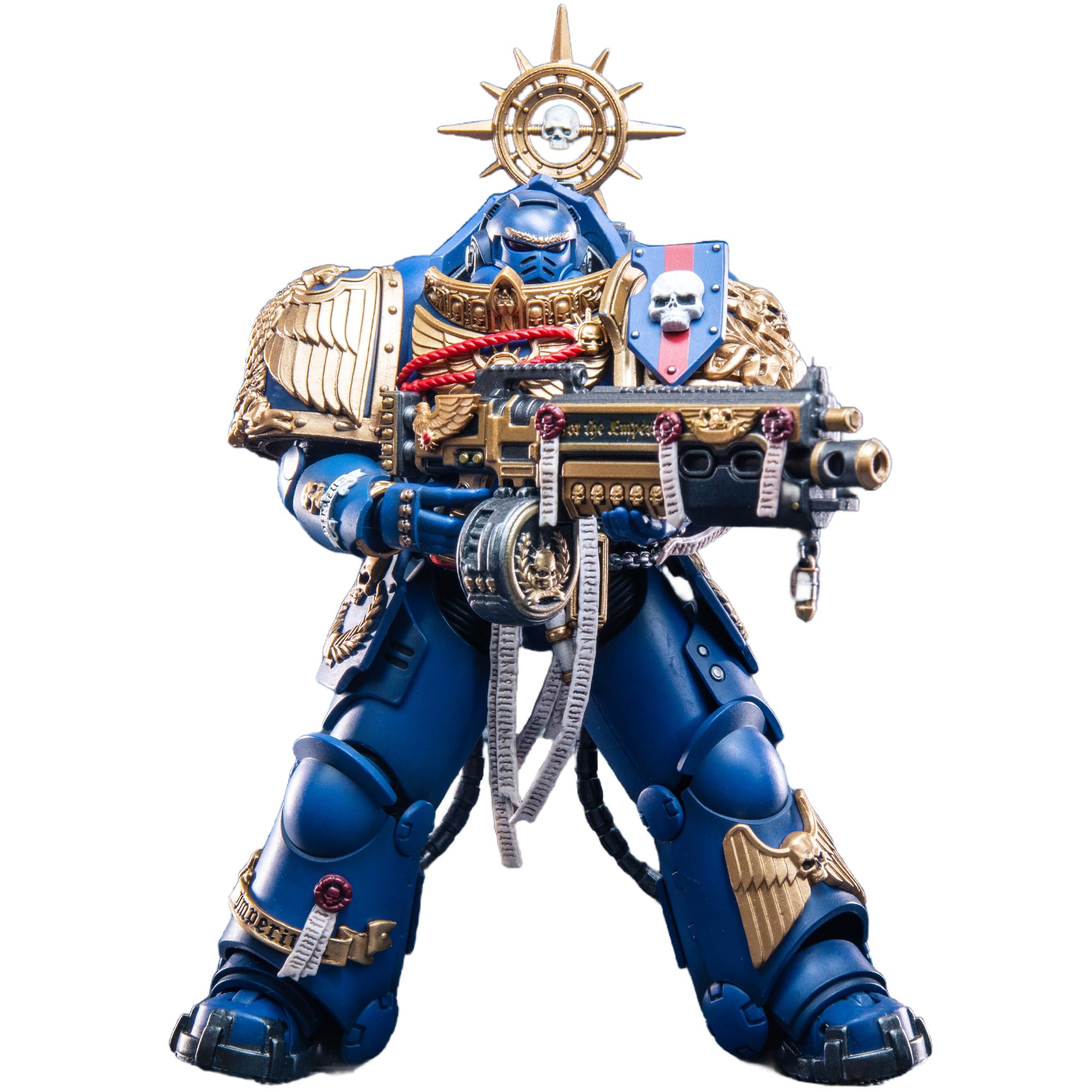 TOYVERSE Joytoy 1/18 Action Figure Warhammer 40,000, Space Marine 2, Ultramarine Heavy Relic Primus Armor with Heavy Relic Bolt Rifle, Mobile Joints Character Model, 15 Years and Above