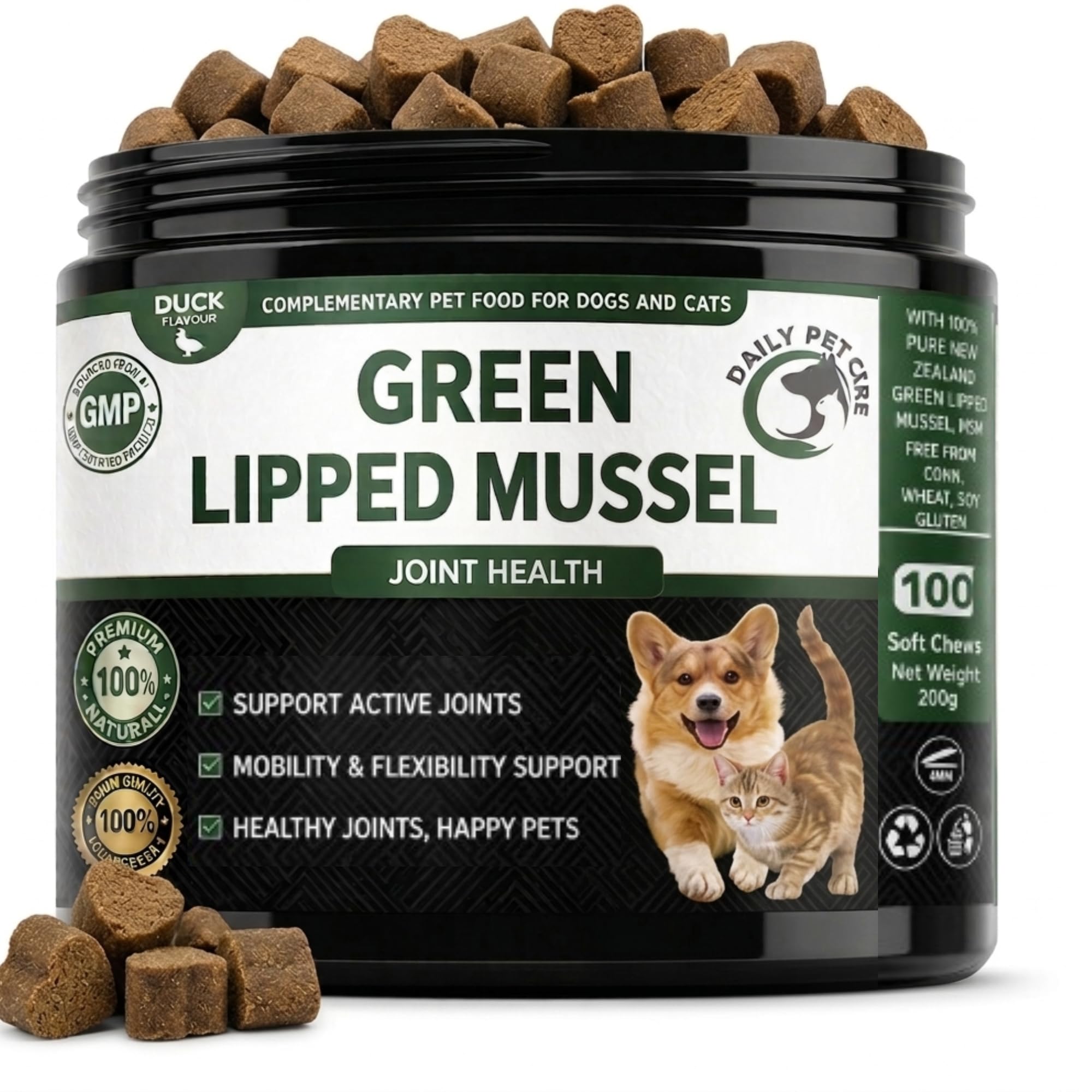 Green Lipped Mussel for Dogs & Cats High Strength Joint Supplement – Glucosamine MSM Chondroitin – Hip & Joint Support, Mobility & Arthritis Care