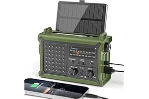 Emergency Radio Solar Hand Crank 12000mAh Portable AM FM Weather Radio, 8500mm² Solar Panel, 2-Mode Flashlight, Reading Lamp,