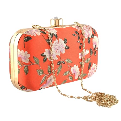 Zephyrr Clutch Black Women Day Party Wear Detachable Sling Printed Floral Design For Girls and Women