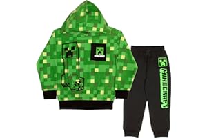 Minecraft Creeper Graphic 2-Piece Set - Boys Fleece Pullover Hoodie & Jogger Pants 2-Pack Bundle Set for Kids and Toddlers