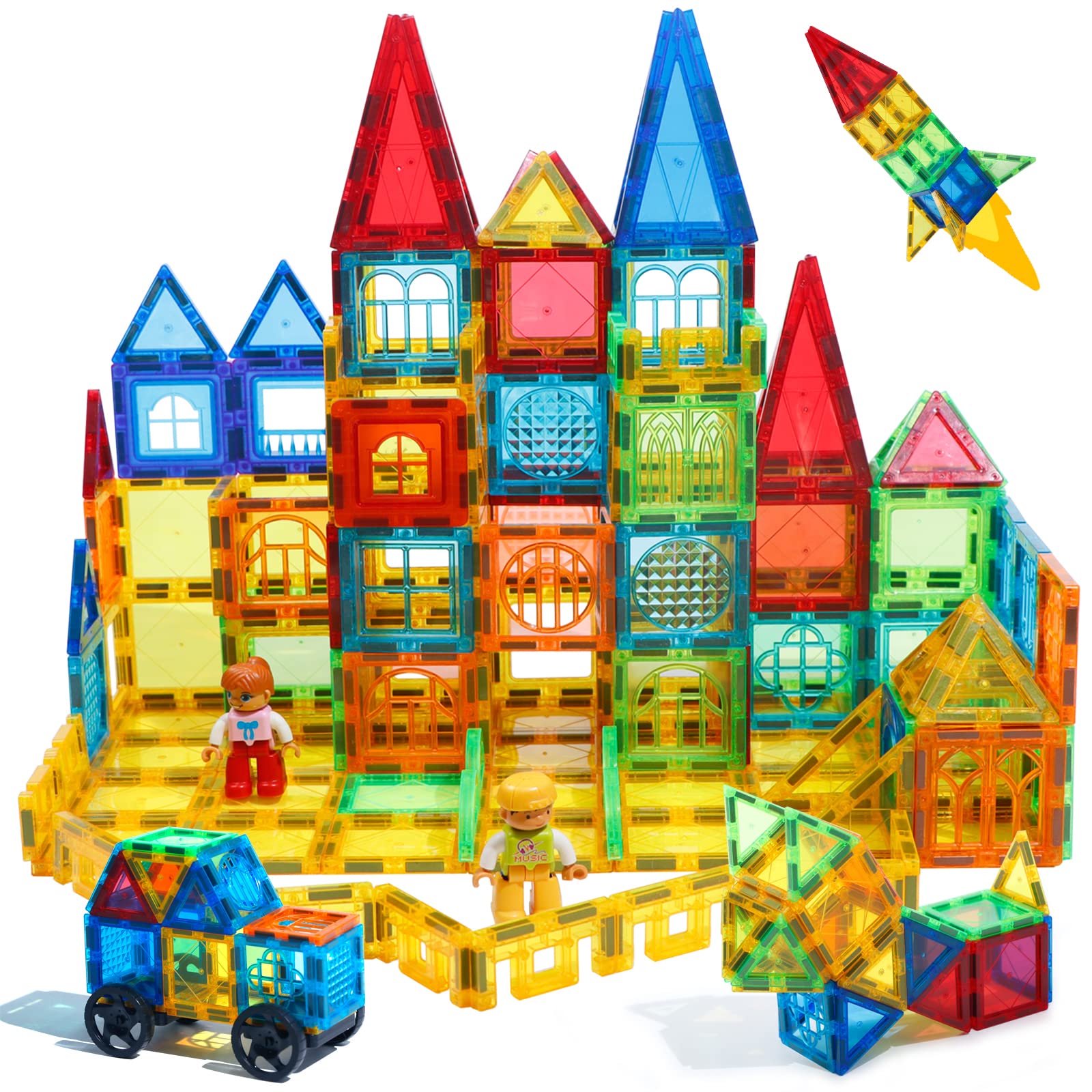 Magblock 100PCS Magnetic Building Blocks Set-Magnetic Tiles for Kids, Magnet Construction Educational Toys Set Gift for 3 4 5 6 Years Old Boys Girls