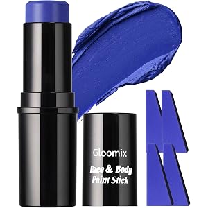 Gloomix Blue Face & Body Paint Stick, Oil Based Cream, Non-Toxic, for Halloween, Sports, Blue Alien, Fantasy Creature, Cospla