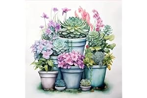 CANRICHSHOP Succulent Plants Cross Stitch Kits for beginners,Beginner Embroidery Kit for Adults,11CT Counted Cross Stitch Kits for Adults,Stamped Cross Stitch Kits,Flowers Needlepoint Kits for Adults 14x14 inch