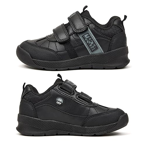 LAMB Boys School Shoes - Marvel LED Trainers, Black Light Up Trainers - Durable Light Up, Scuff Resistant PU School Shoes for Boys- Children's Footwear Since 1887