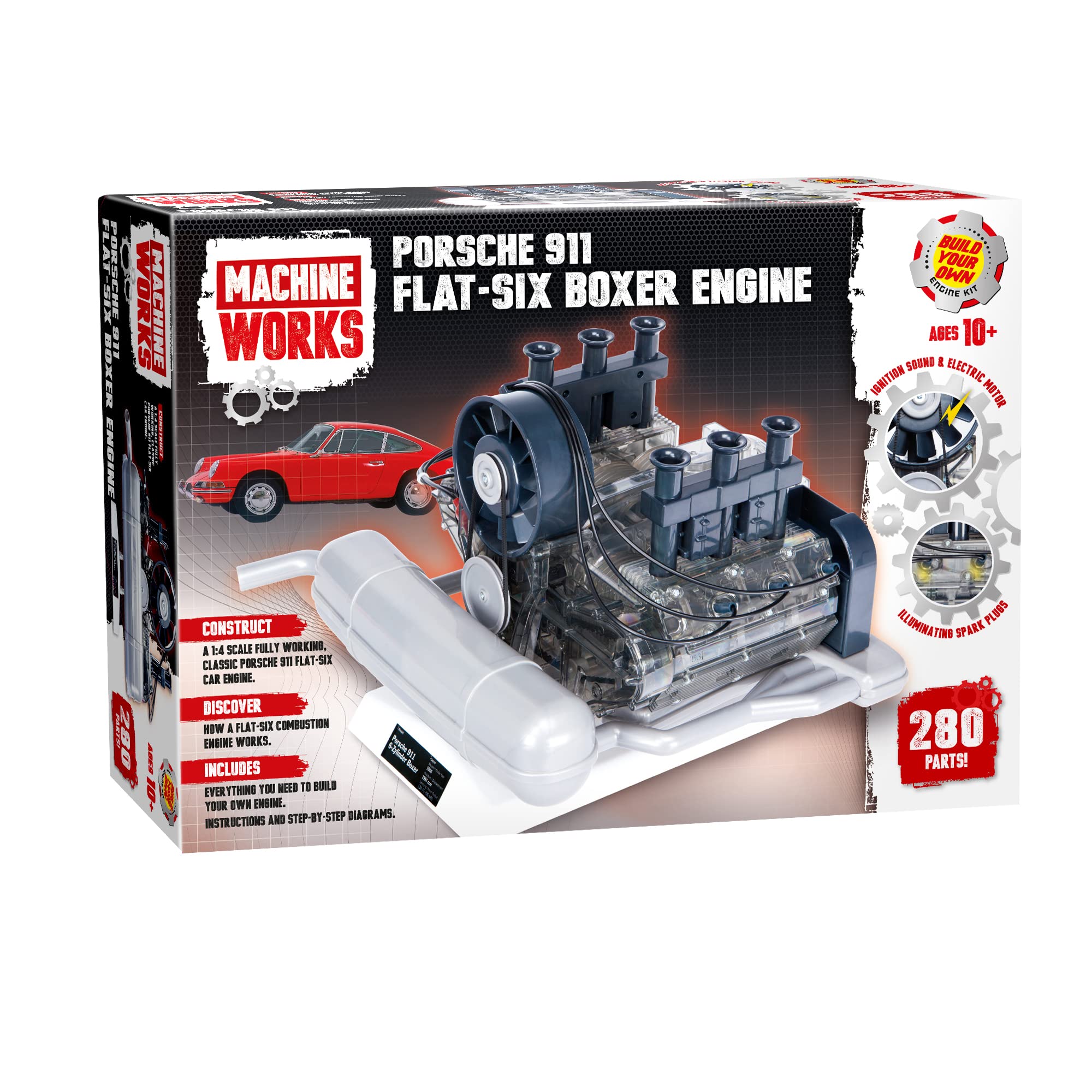 Machine Works Build Your Own Porsche 911 Boxer Engine Toy - Replica Model Building Kit - Features Sounds and Illumination, 280+ Pieces, 10+ Years โ image 1