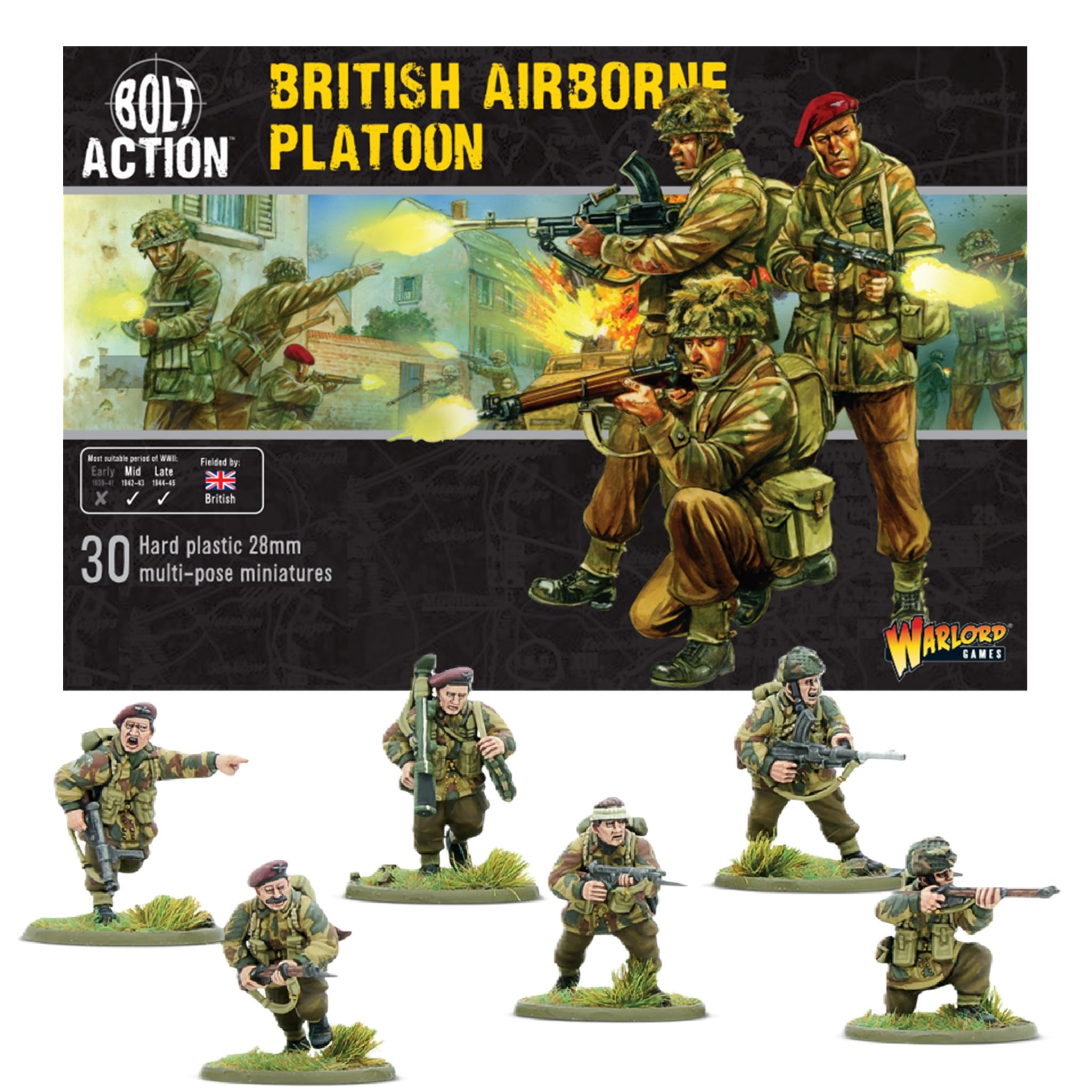 Warlord Games British Airborne Allied Paratroopers - 28mm Scale Plastic Miniatures for Bolt Action Highly Detailed World War 2 Miniatures for Table-top Wargaming