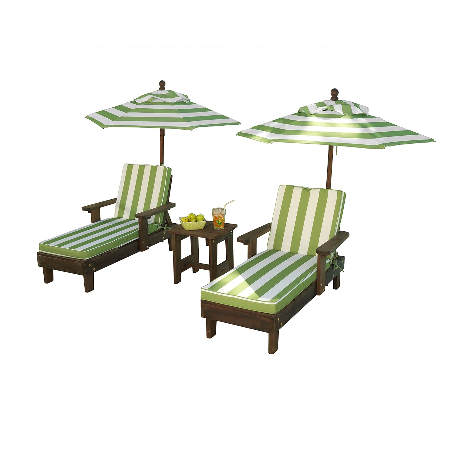 KidKraft Wooden Kona 2 Chaise and Umbrella Set