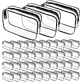 UCEHIPAW 48 Pcs Clear Makeup Bags Bulk Travel Toiletry Bag with Zipper Plastic Cosmetic Pouches Waterproof Portable Organizer Cases for Men and Women Vacation Bathroom Travel