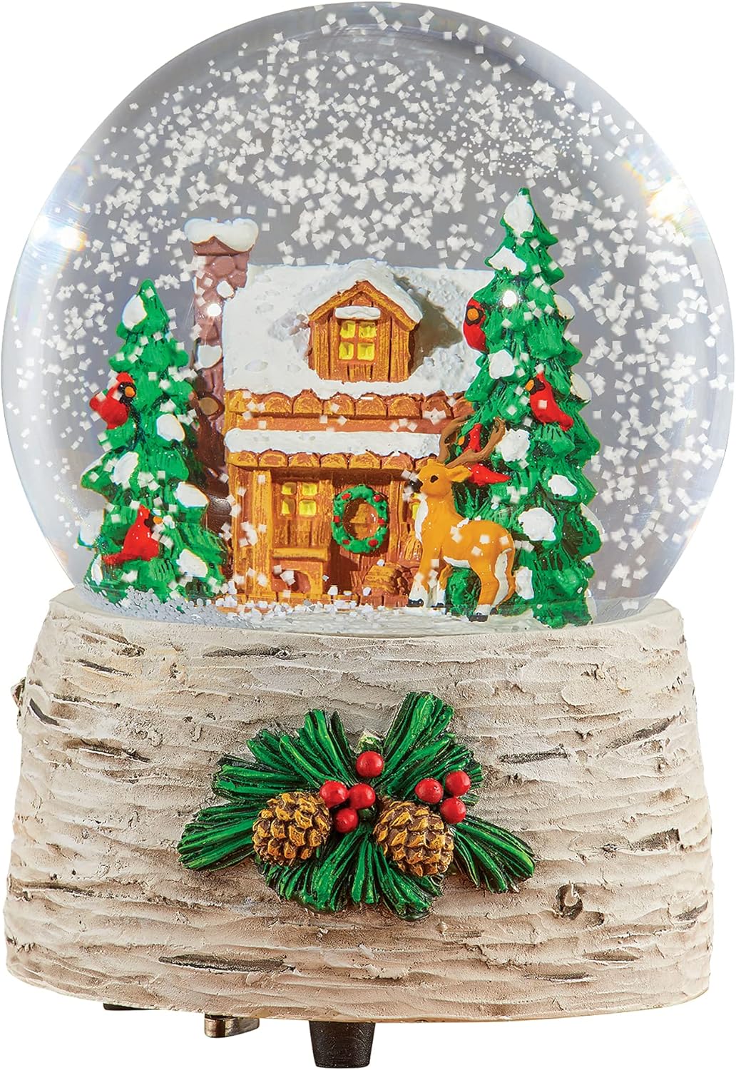Snow Globes - Collections Etc Hand-Painted Musical 'White Christmas' Cabin Snow Globe