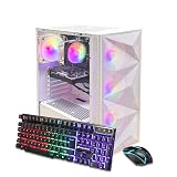 STGAubron Gaming PC Desktop Computer, AMD Ryzen 5 5600GT up to 4.6G, Radeon RX 6500 4G, 16G DDR4, 1T SSD, WiFi 6 & BT 5.2, RGB Fan x4, Windows 11 Home,White