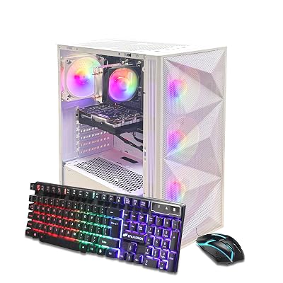 STGAubron Gaming PC Desktop Computer, AMD Ryzen 5 5600GT up to 4.6G, Radeon RX 6500 4G, 16G DDR4, 1T SSD, WiFi 6 & BT 5.2, RGB Fan x4, Windows 11 Home,White