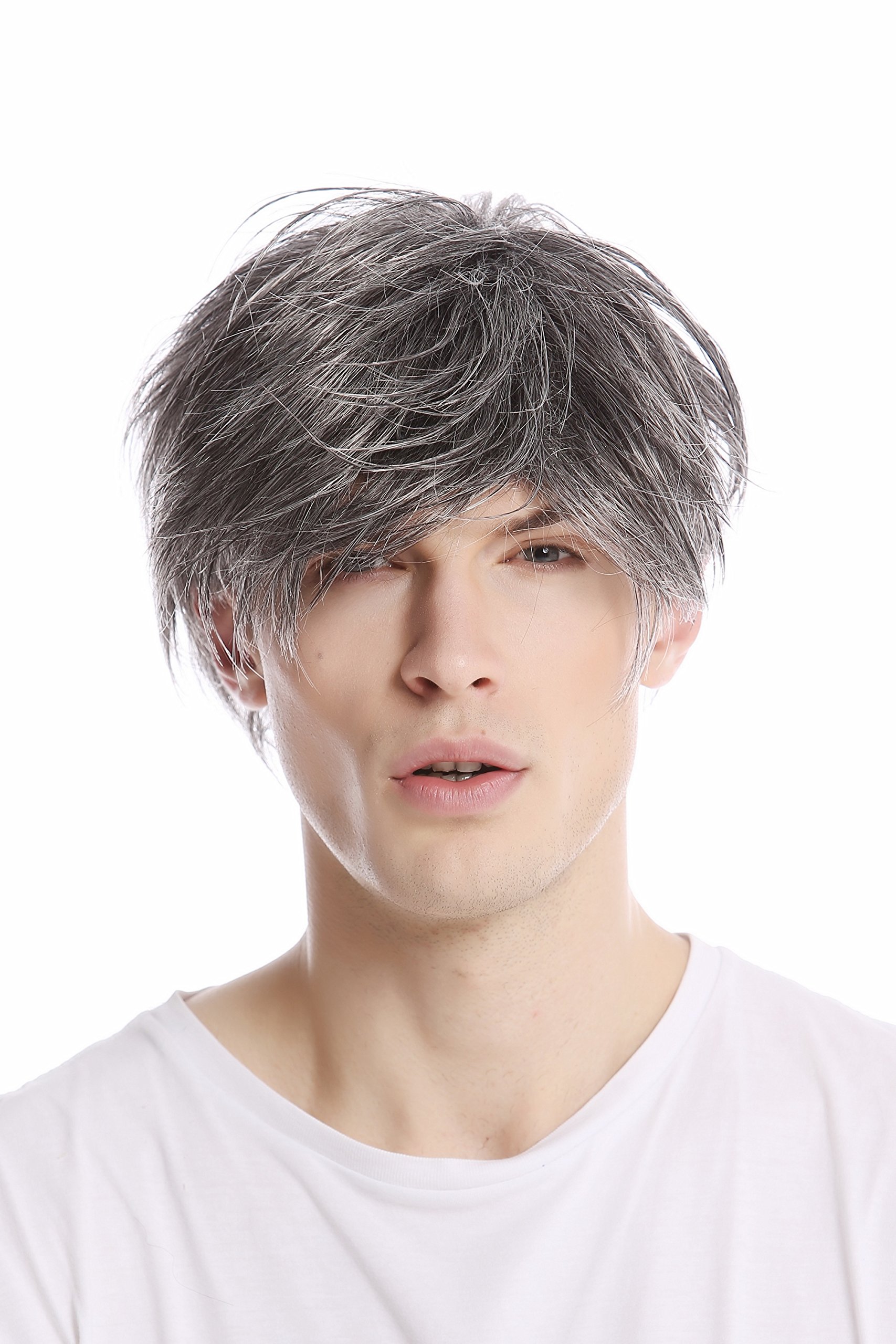 WIG ME UP - GFW387-44 Men Gents Wig short casual to wild backcombed teased up youthful modern look dark gray grey