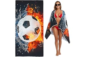 Large Soccer Beach Towel - 180 x 90cm Oversized Microfiber Sand Free Quick Dry Absorbent Compact Sports Beach Towel for Pool 