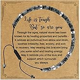 VIBILIA Get Well Gifts for Women, Inspirational Gifts Natural Stone Healing Bracelet, Thinking of You Encouragement Strength Bracelets for Women on Birthday Valentine's Day Easter Mother's Day