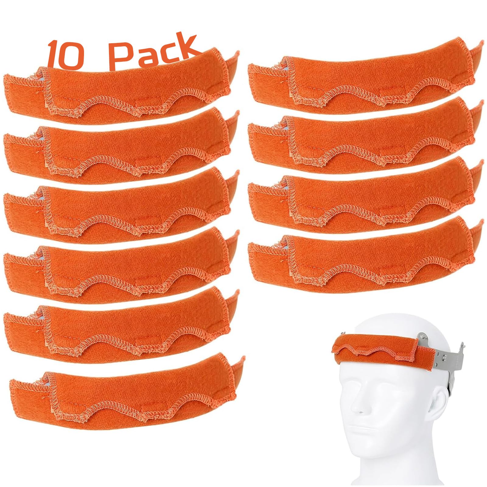 Photo 1 of Aolamegs Safe Hard Hat Sweatband- 10PCS Sweat Bands Washable, Hard Hat Liner Replacement, Flame Retardant Cotton Hard Hat Accessories Sweat for Welding Helmet, Construction Hats, Chainsaw Helmet