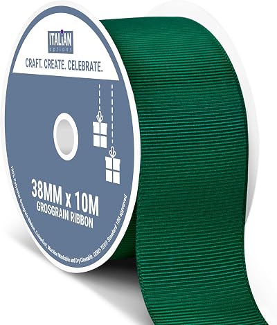 Italian Options Grosgrain Ribbon 38mm Dark Green 10m Roll