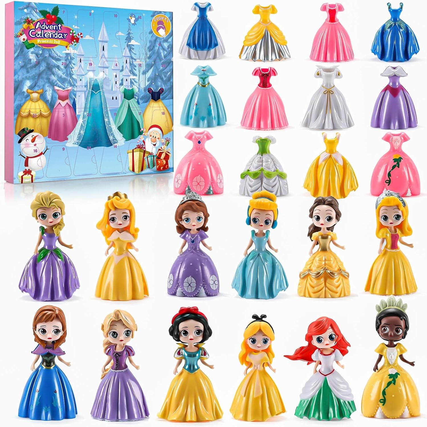 Advent Calendars - Advent Calendar for Girls Princess Deformation Toy 24 Days Countdown Calendars Princess Transformable Toys and Decorate Ideal for Christmas Countdown and Fun Play Party Favor, Xmas Gifts, Classroom Prizes