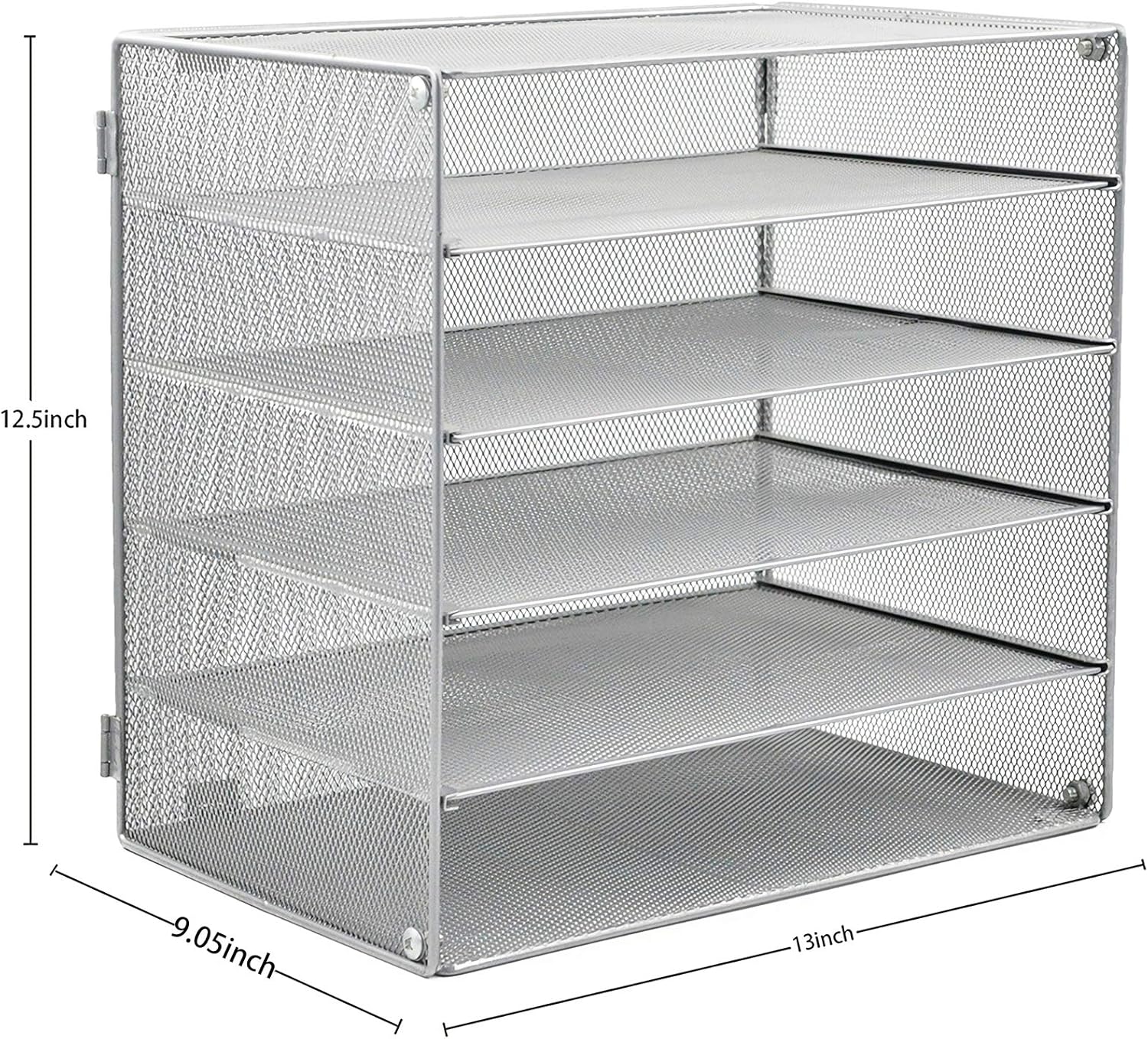 COSYAWN Paper Letter Tray Organizer, 5 Tier Mesh File Tray Desktop Paper Sorter, Silver : Office Products