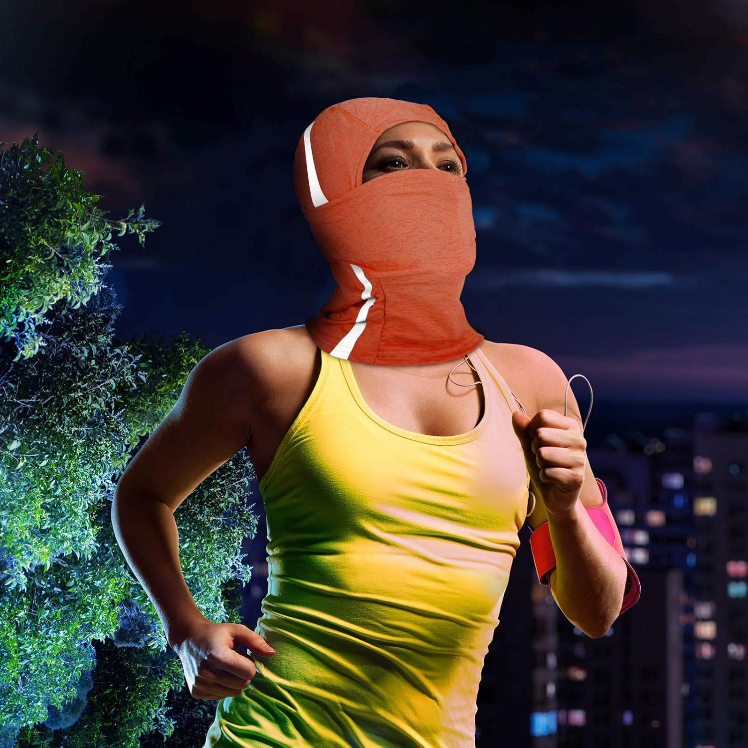 2 Pieces Reflective Full Face Cover Sun Protection Balaclava Safety Neck Gaiter (Fluorescent Orange) at  Men’s Clothing store