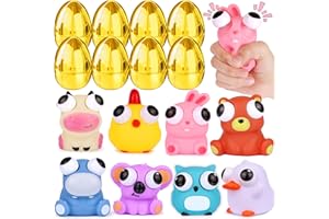 REGTEB Jumbo Surprise Golden Easter Egg Filled with Eye-pop Fidget Toys, 8 Pack Large Easter Eggs with Toys Inside Easter Basket Stuffers Fillers Easter Egg Hunts Party Favor for Kids Boys Girls Toddler Teen