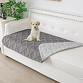 Tuffeel Waterproof Dog Blanket, 30x53 inches Small Pet Couch Covers for Sofa, Chair Bed Furniture Protector from Dogs Washable and Reversible-Lightgrey+Darkgrey