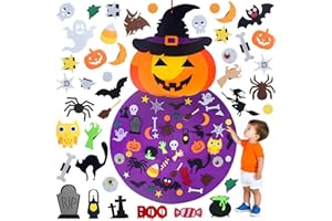 JUN-ELECTRON Halloween Crafts for Toddlers, DIY Pumpkin Crafts for Kids, HalloweenActivities for Ages 2-5, Toddler Halloween Felt Craft Kits Adhesive Decorations Wall Ornaments Gift Party Favor for Toddlers