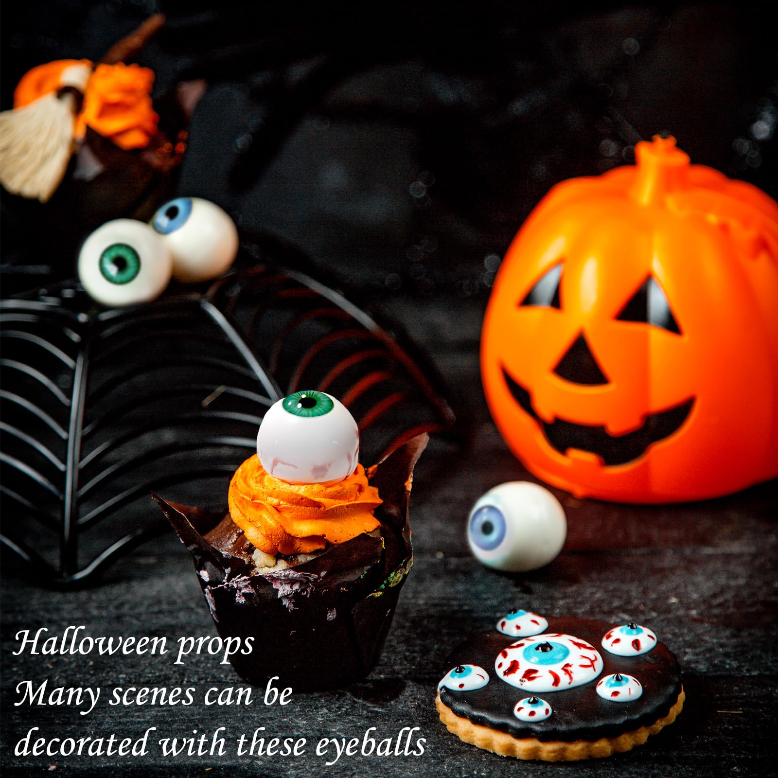 Realistic Acrylic Halloween Eyeball 1 Pairs Half Round Plastic Eyeball Doll Making Eyes Halloween Decor Props 1.18 in Fake Eyes, Blue