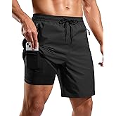 G Gradual Mens Swim Trunks with Compression Liner 7" Quick Dry Board Shorts Swimsuit Bathing Suit for Men with Zipper Pockets