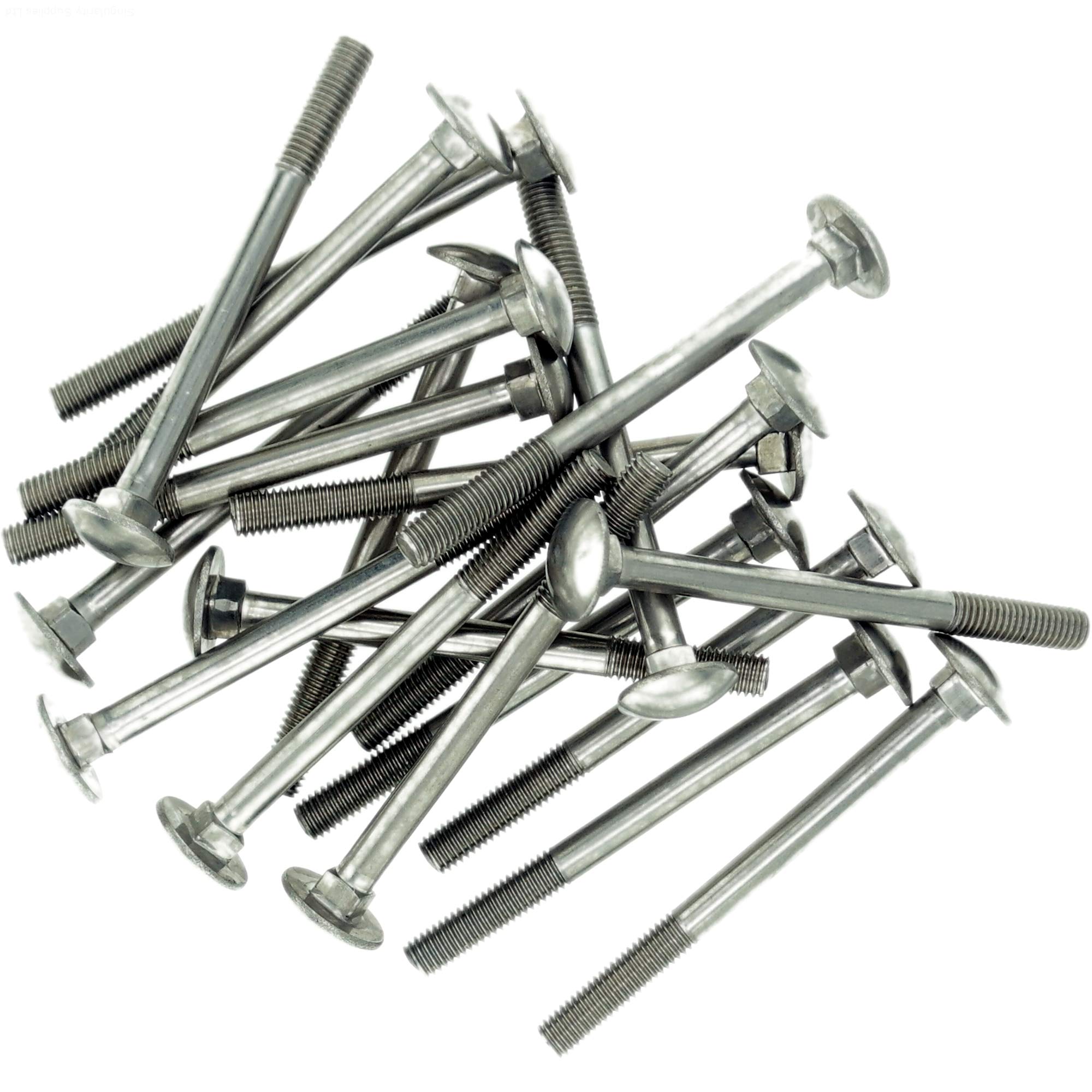 M6 (6mm x 25mm) Cup Square Carriage Bolt (Partially Threaded) - Stainless Steel (A2) (Pack of 10)