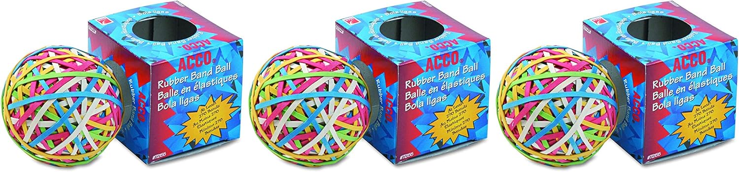ACCO 72155 Rubber Band Ball, Approximately 270 Rubber Bands, Assorted : Office Products