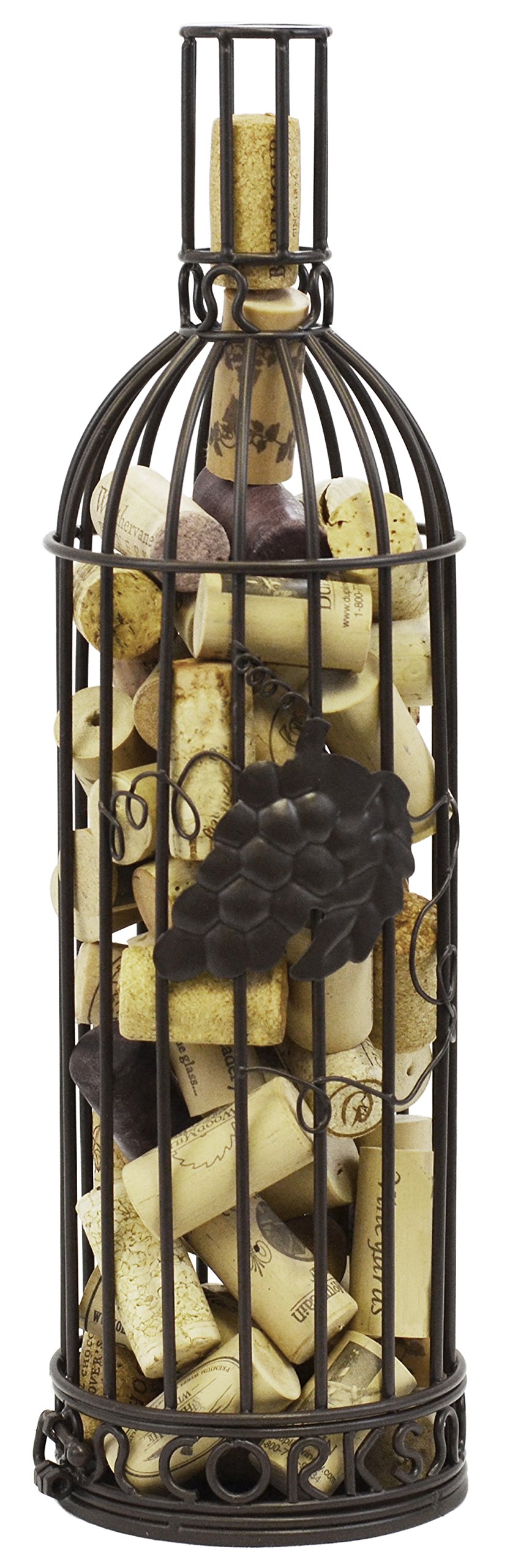 Southern Homewares Grapevine Wine Bottle Shaped Cork Corral Holder, Bronze