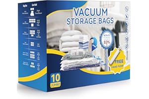 Simple Deluxe 10 Jumbo Vacuum Seal Bags with Hand Pump, Vacuum Storage Bags, Space Saver Bags for Comforters, Blankets, Beddi