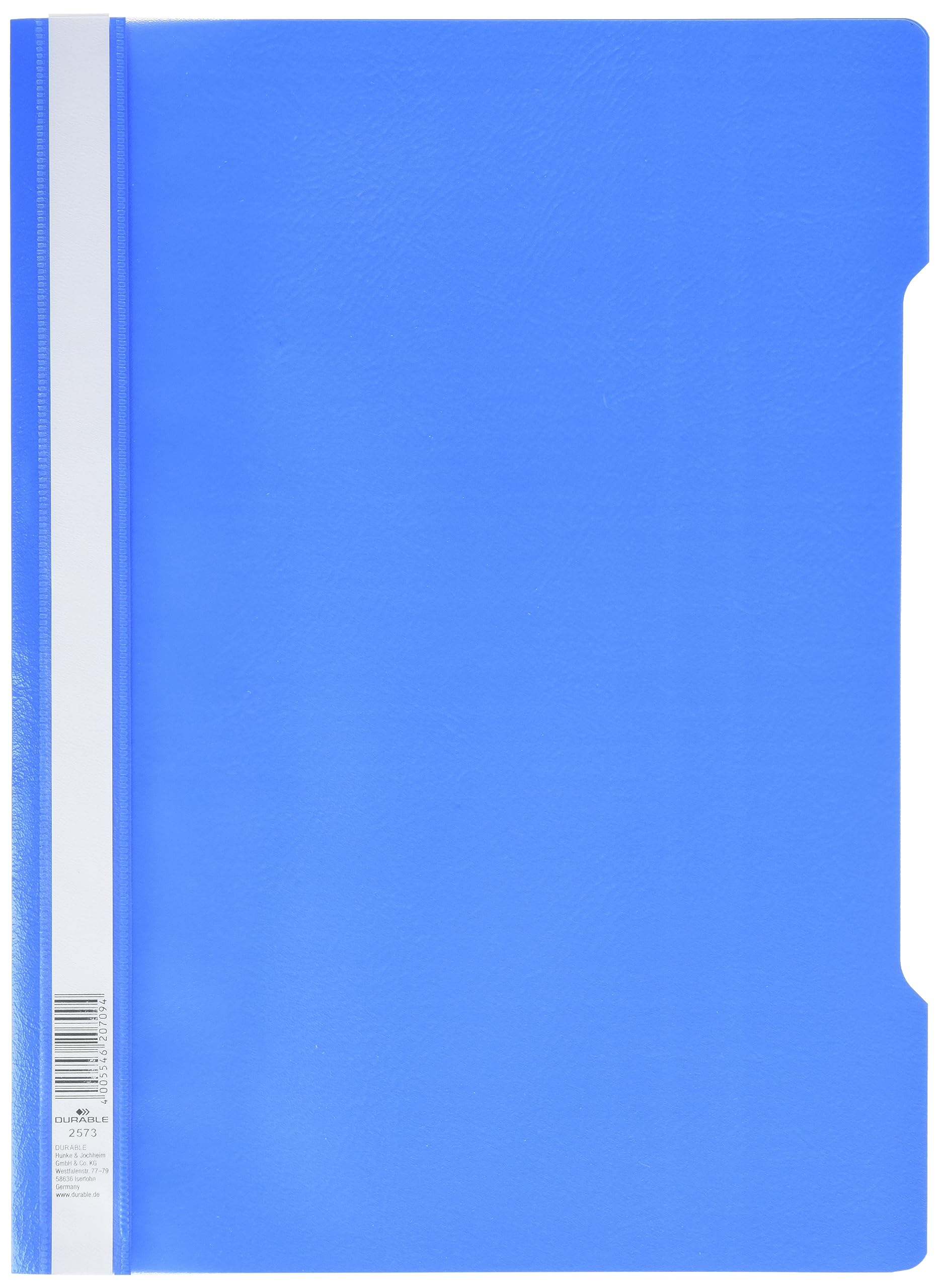 Durable Clear View A4 Document Folder Blue | Transparent Front Cover | Pack of 50 Folders | Ideal for Holding A4 Punched Documents