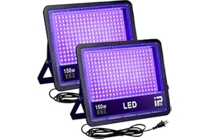 OUSIDE 2 Pack 150W LED Black Light, UV Flood Light for Glow Party, IP66 Waterproof for Halloween, Fluorescent Poster, Body Pa