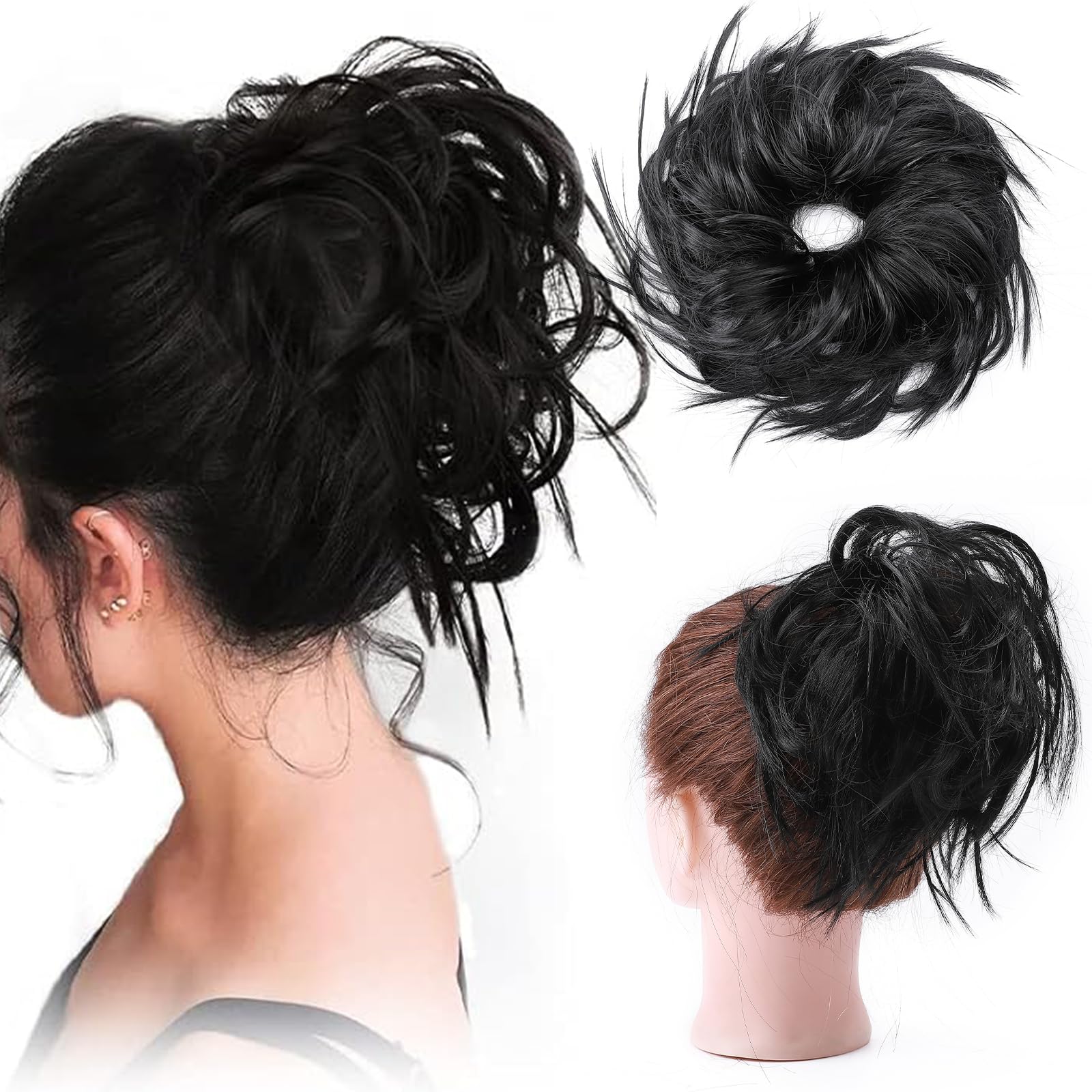 Fashion Tousled Hair Extensions Hairpiece Scrunchie Straight Elastic updo Scrunchy BUN Brown Blonde Instant Ponytail wig Hairdo Dark Black