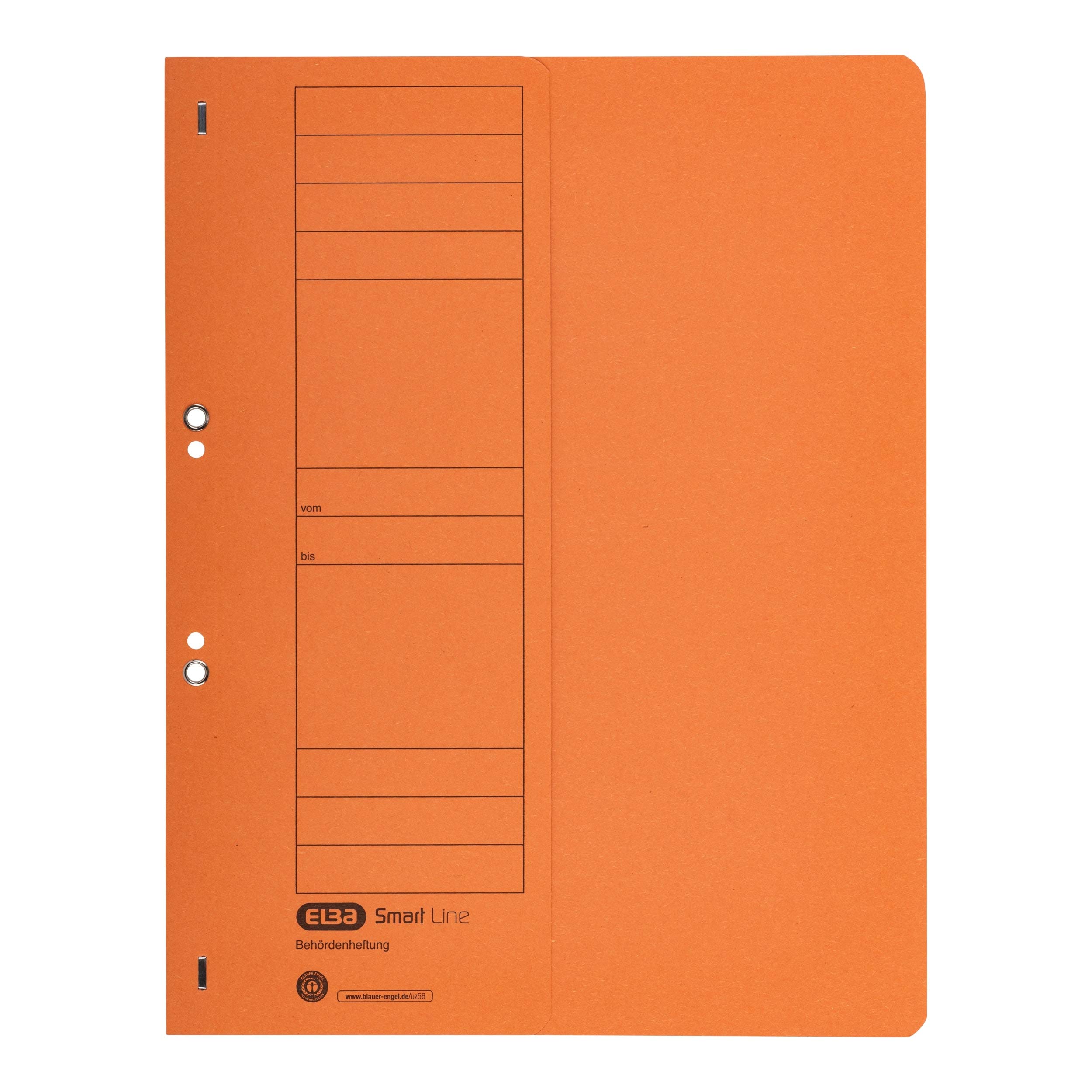 Elba 21421BL Hole Punched Folders with Official Filing 250 g/sq. m Manila Cardboard for 200 DIN A4 Sheets, Half Front Cover 50 Items Blue Eyelet File with Office Binding Orange — image 1