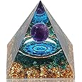 Orgone Pyramid, Orgonite Pyramids with Amethyst Stones, Orgone Generator for Positive Energy, Natural Crystal and Healing Stones Pyramid for Reduce Stress, Meditation,Yoga,Office, Desk Decor(Mandala)