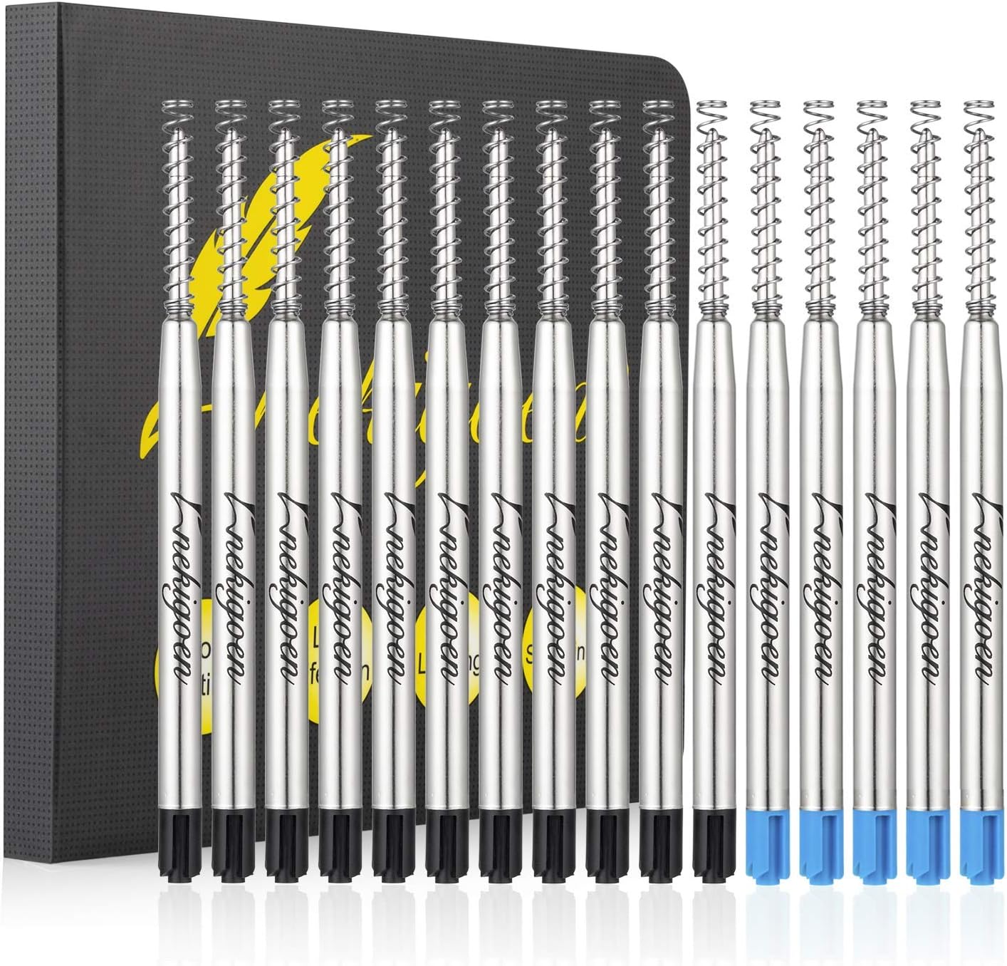 Nekigoen Parker Compatible Ballpoint Pen Refills Work for Most Brands Pens with Smooth Writing, Waterman Compatible Spring Refill Replaceable Twist Action Medium Point Refill 1.0mm (10 black + 5 Blue)